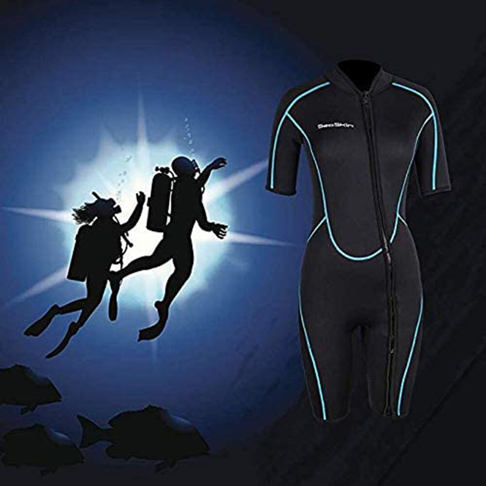 Women&#39;s 3mm Neoprene Shorty Wetsuit Short Sleeve Front Zip Diving Suit Snorkeling Surfing Swimming Swimwear One Piece Swimsuit-4