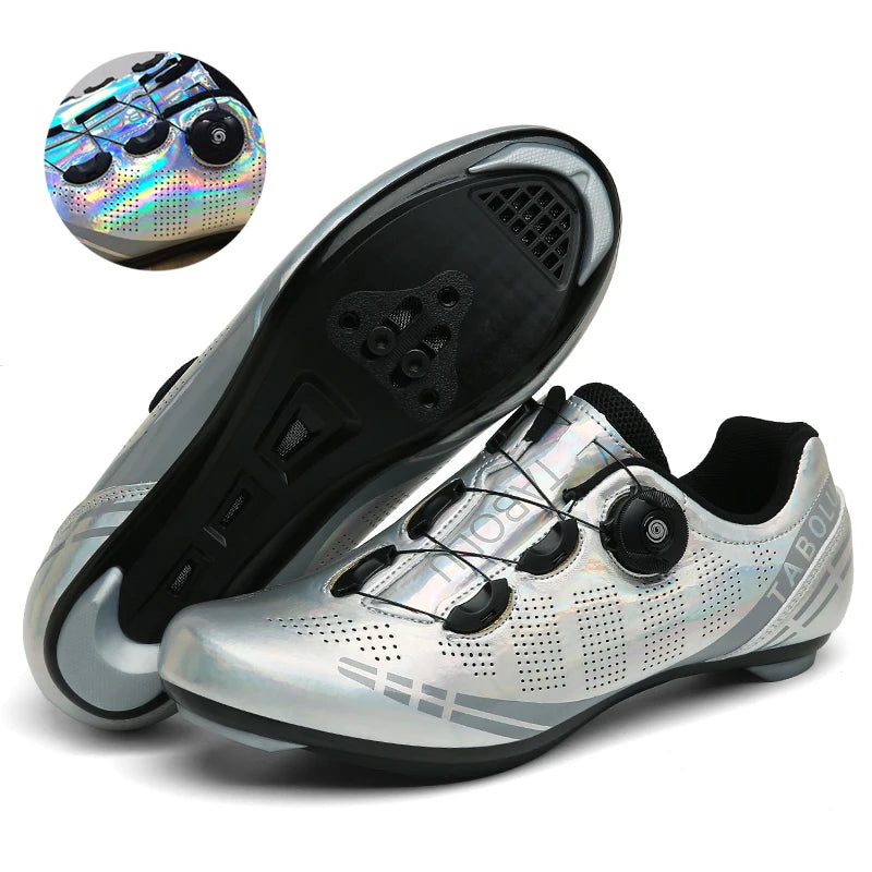 Road or MTB cycling shoes Self-Locking Shoes SILVER