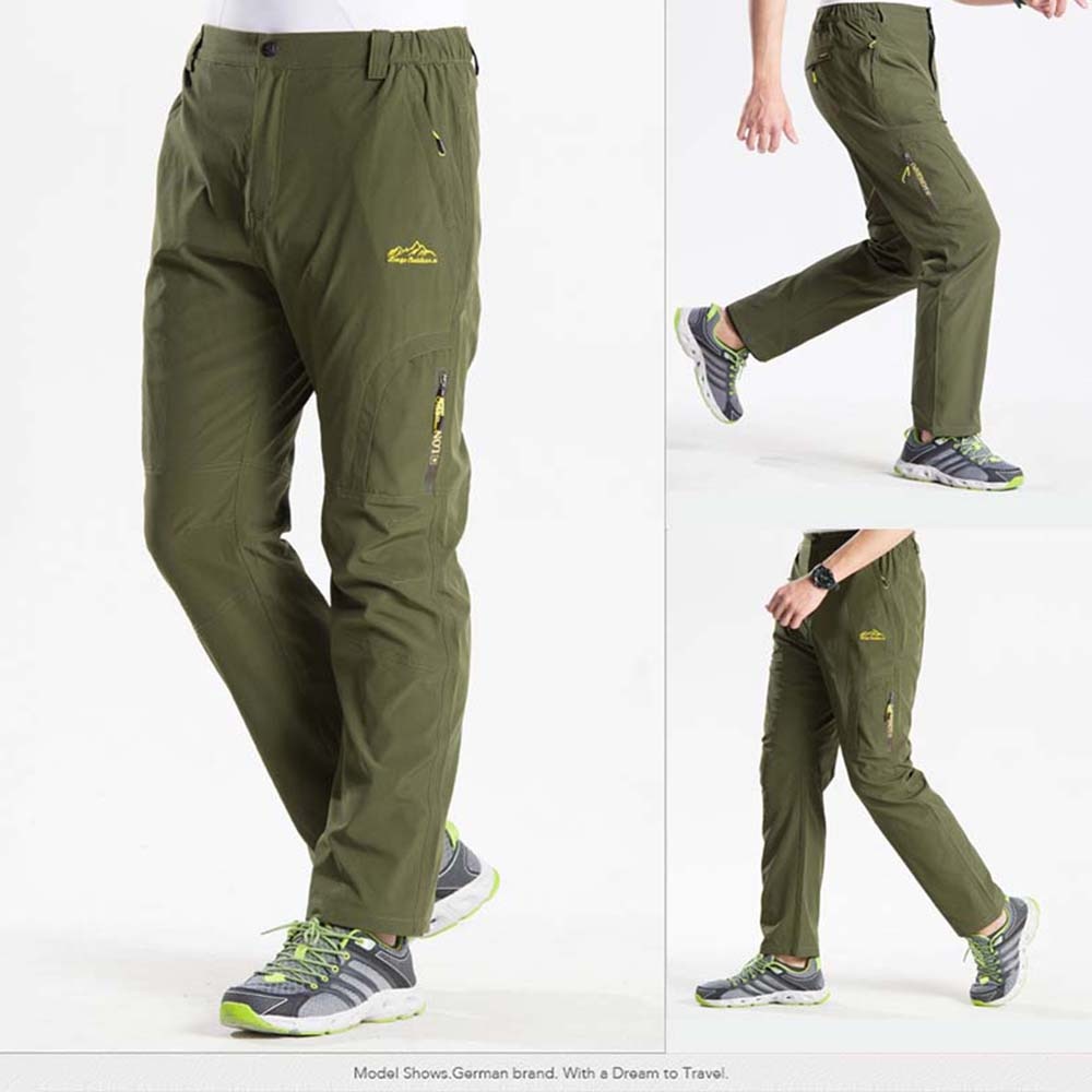 FALIZA Stretchable Hiking Cargo Pants For Men Quick Dry Outdoor Hiking & Trekking Trousers green