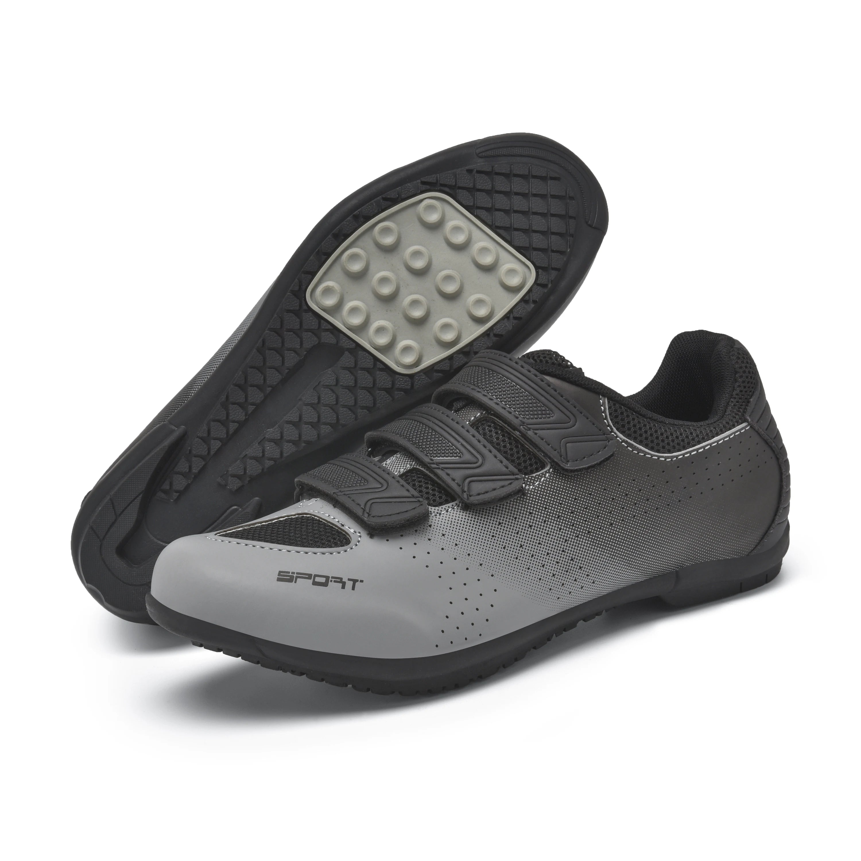 Women Cycling Shoes for Road or Mountain bike- With Cleats,  Cleatless, or flat rubber grey