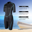 Women&#39;s 3mm Neoprene Shorty Wetsuit Short Sleeve Front Zip Diving Suit Snorkeling Surfing Swimming Swimwear One Piece Swimsuit