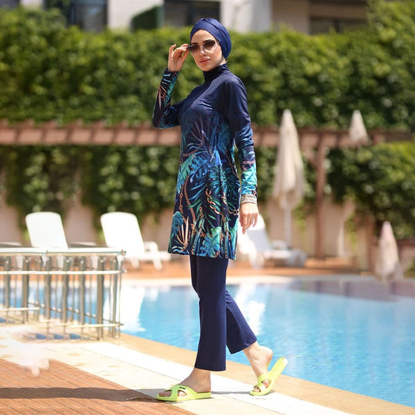 Muslim Modest Swimwear Hijab Swimsuit Cover Ups Hijabs For Woman Burkini Islamic Long Sleeve