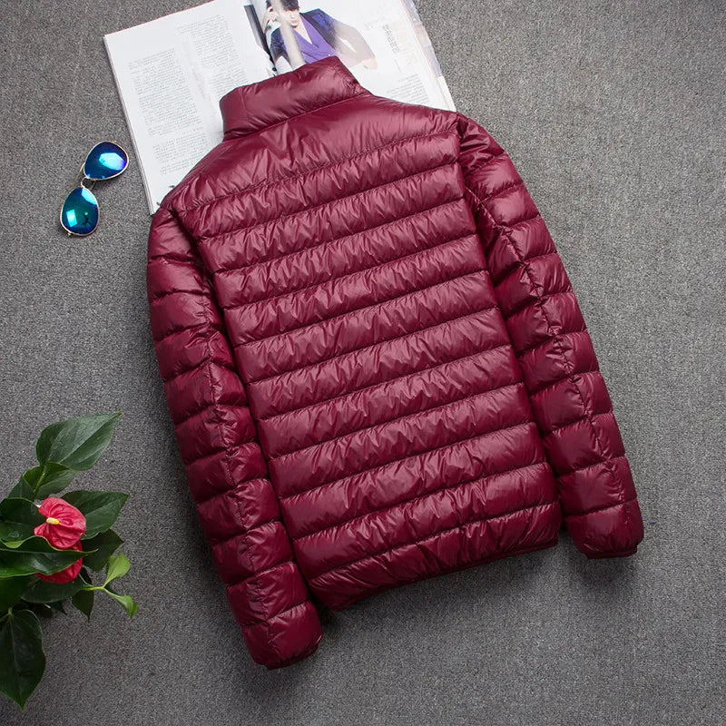 Autumn Winter Ultra-thin Lightweight Hooded /Hoodless Jacket for Men and Women burgundy