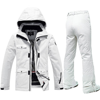-30 Degree Ski Suit for Women  Warm Waterproof Jackets and Pants Ski set for Women white set 
