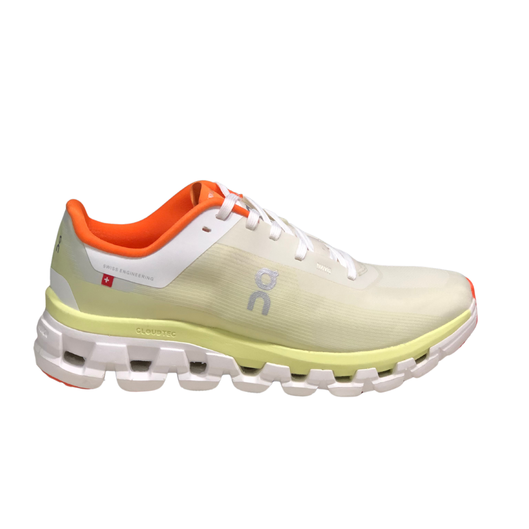 On Cloud Cloudflow 4 New Generation green and orange running Shoes side view 