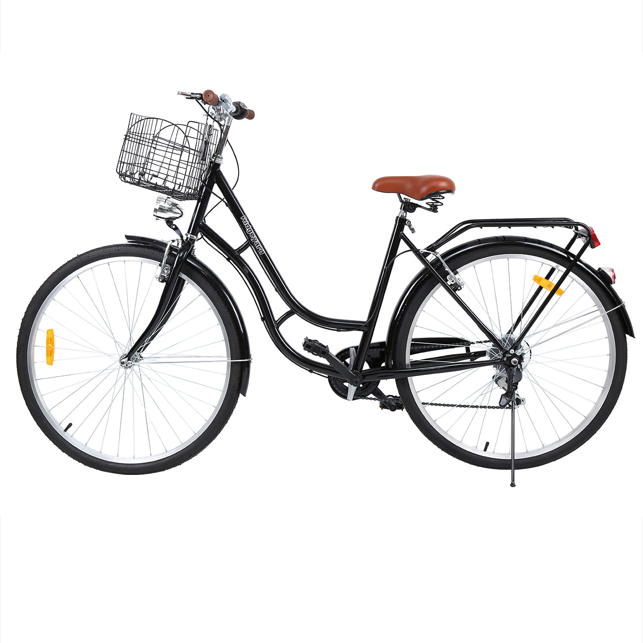 28 Inches 7 Speeds Vintage City Bike Ladies Bike Outdoor Sports City Urban Bicycle Shopper Bike Woman Bikes with Baskets (Black)