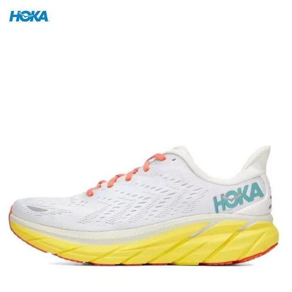 HOKA ONE Clifton 8 Sport Running Blanc De Blanc Illuminating Yellow Breathable Anti Slip Men Women Lifestyle Outdoor Sneaker