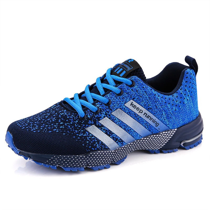 Buy dark-blue-8702 Lightweight Unisex Breathable Mesh Running Shoes of Multiple Colours