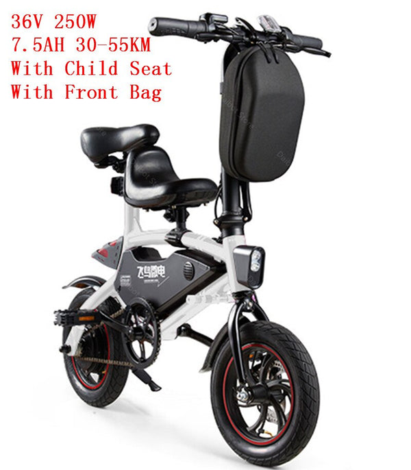 Foldable Electric Bike Two Wheels Electric Bicycles With Front Bag 250W 36V Mini Smart Electric Bicycle Bike For Parent-child