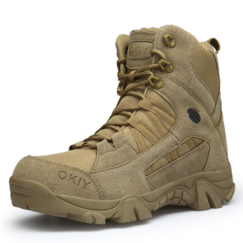 Compra brown New Autumn Winter Military Boots Outdoor Male Hiking Boots Men Special Force Desert Tactical Combat Ankle Boots Men Work Boots