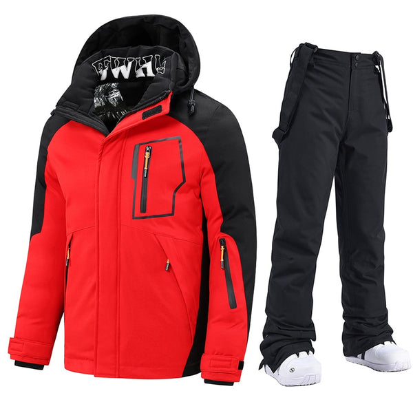 2 Pc Ski Set Windproof Thick Jacket and Trousers for Men 