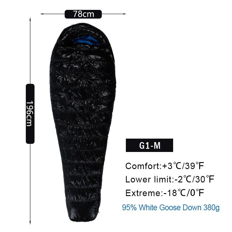 Acheter g1-m-380g-black AEGISMAX 95% White Goose Down Mummy Shape Camping Sleeping Bag
