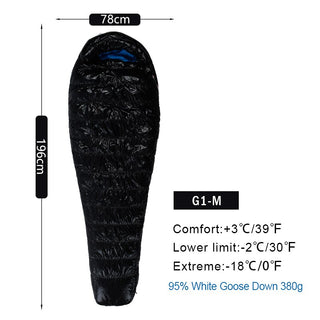Buy g1-m-380g-black AEGISMAX 95% White Goose Down Mummy Shape Camping Sleeping Bag