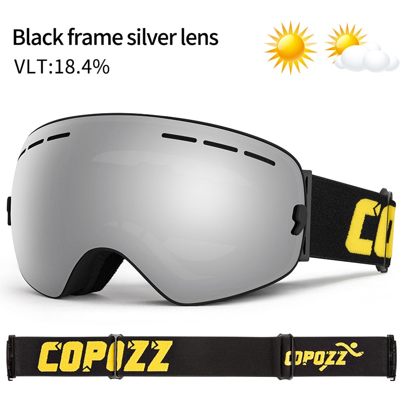 Buy silver-goggles-only COPOZZ Professional Ski Goggles with Double Layers Anti-fog UV400