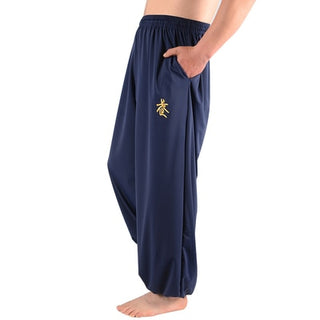 Compra blue-wu Customized Kung Fu Pants Nylon Wing Chun Tai Chi Clothing Martial Arts Yoga Pants men Loose самурай Wushu Artes Marcia Pants