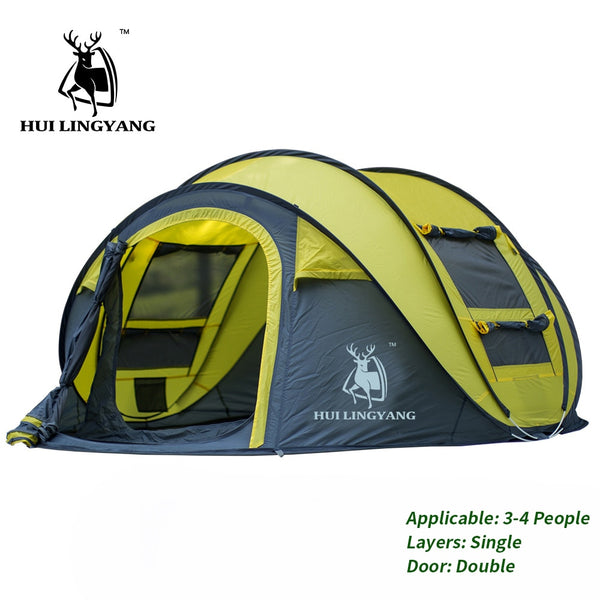 HUI LINGYANG Throw Pop Up Tent 4-6 Person Outdoor Automatic Tents Double Layers Large FamThrow Pop Up Tent for 4-6 People | Outdoor Automatic Family Tents