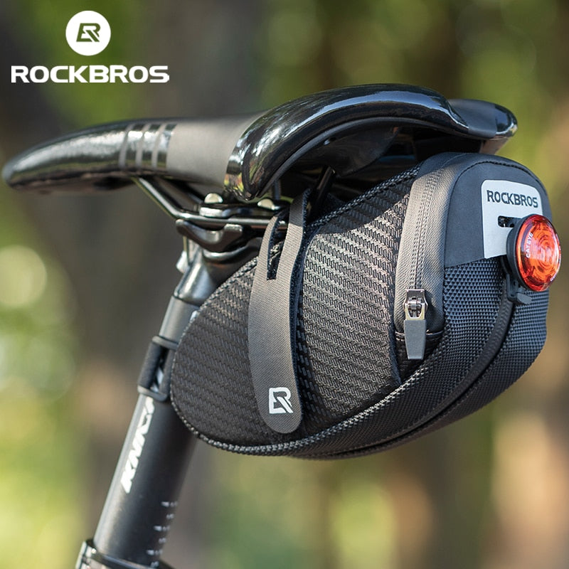 ROCKBROS Bicycle Saddle Bag 3D Shell Rainproof Reflective Rear Tail
