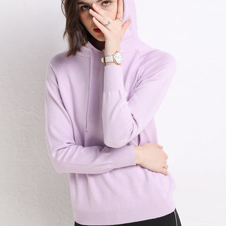  Woollen Long-Sleeve Pullover Loose-Fit Hoodie  for Women 