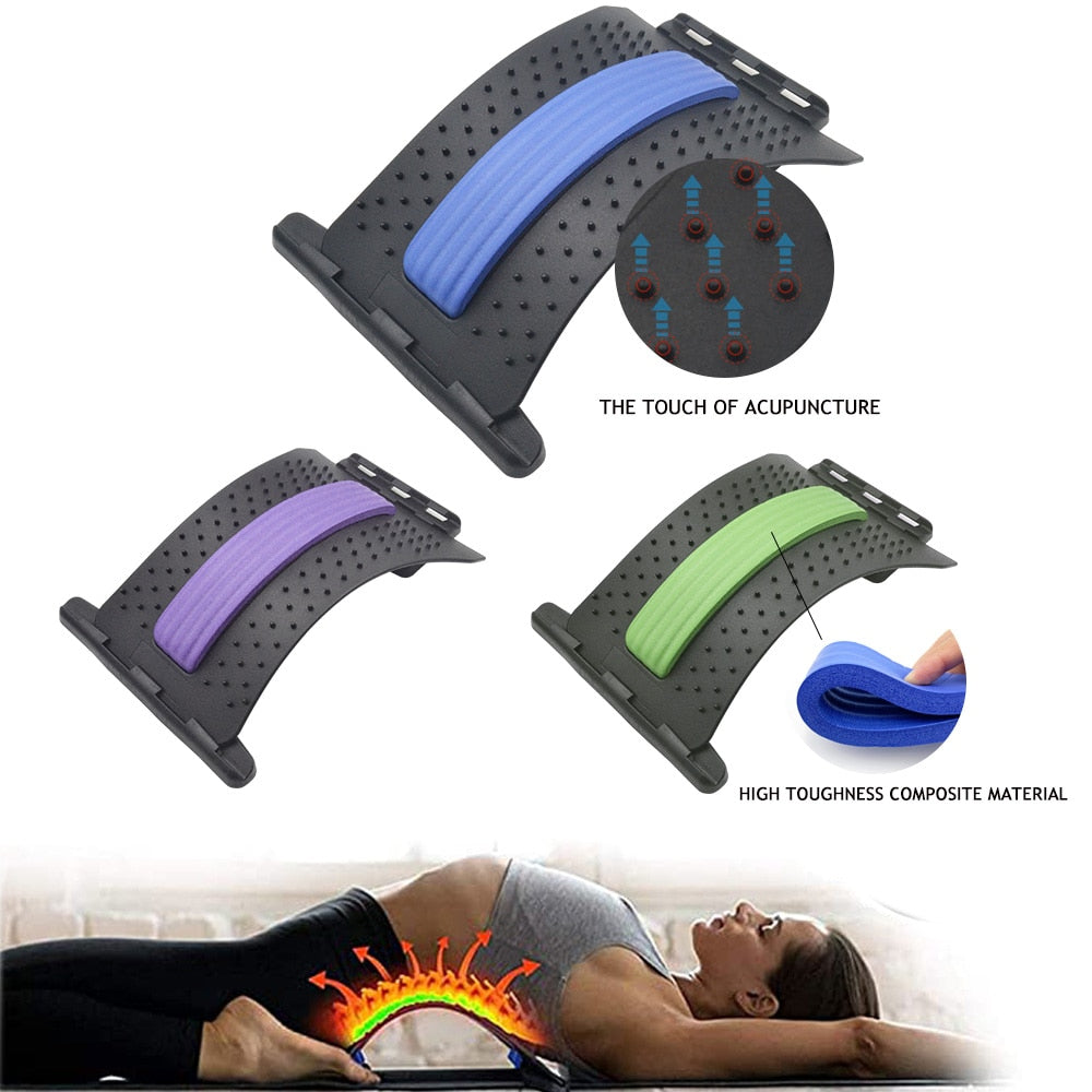 Back Massager & Stretcher with three spine support strips