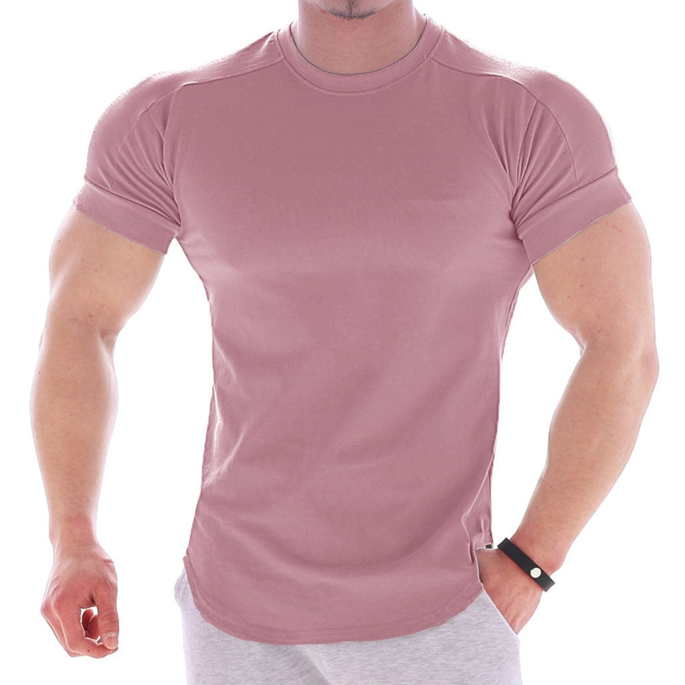 Solid Colour Short Sleeve Cotton T-shirt for Men 
