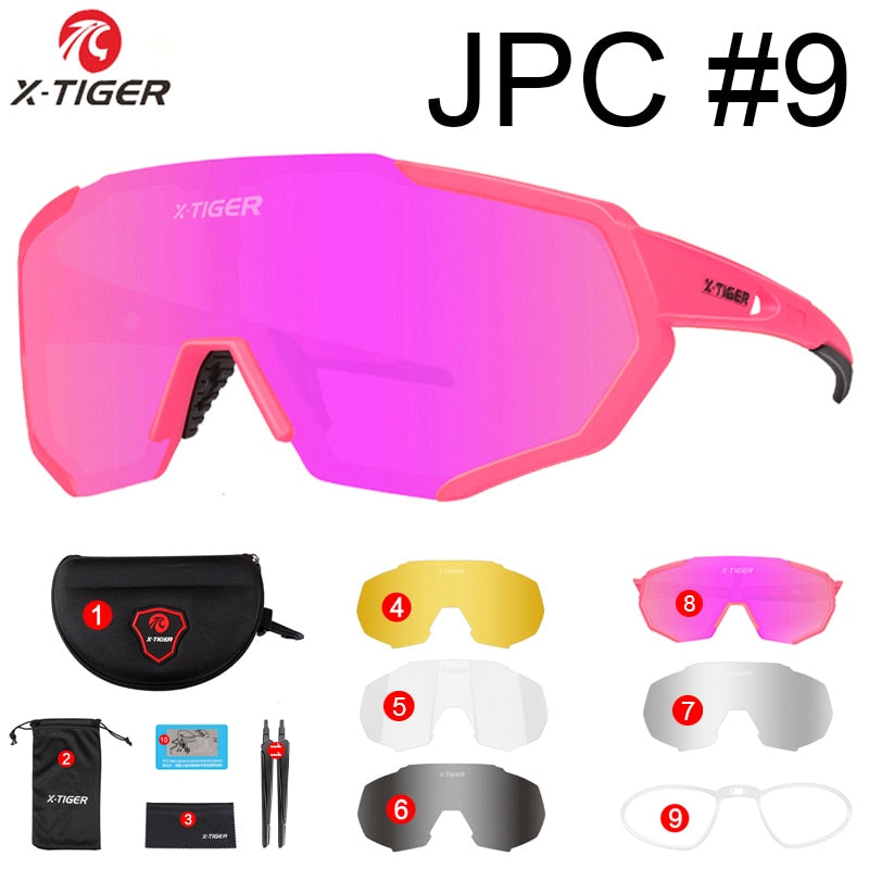 X-TIGER Cycling Glasses Polarized Outdoor Sports Men Sunglasses with accessories