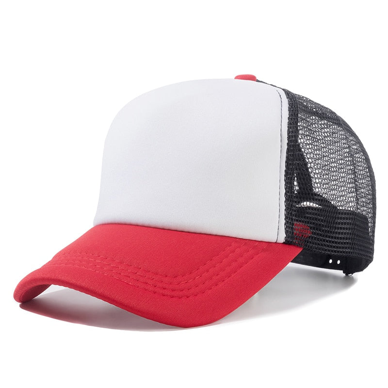 Acheter red-black Plain and Mesh  Adjustable Snapback Baseball Cap