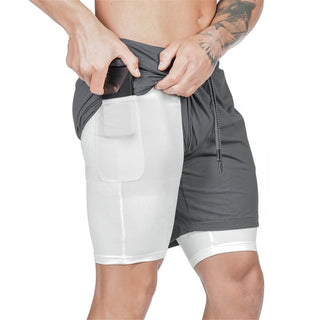 Compra dark-grey 2 in 1 Running double layer Shorts Quick Dry