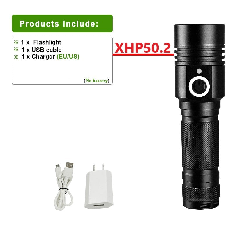 Rechargeable XHP120 Powerful Led Flashlight XHP90 High Power Torch 
