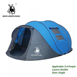 HUI LINGYANG Throw Pop Up Tent 4-6 Person Outdoor Automatic Tents Double Layers Large Family Tent Waterproof Camping Hiking Tent  Decathlon , Millet