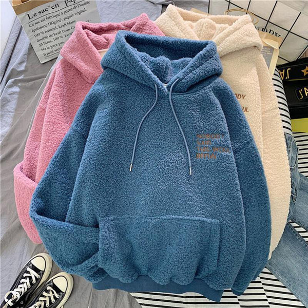 Thick Fashion Letter Embroidery Harajuku Hoodie for Women