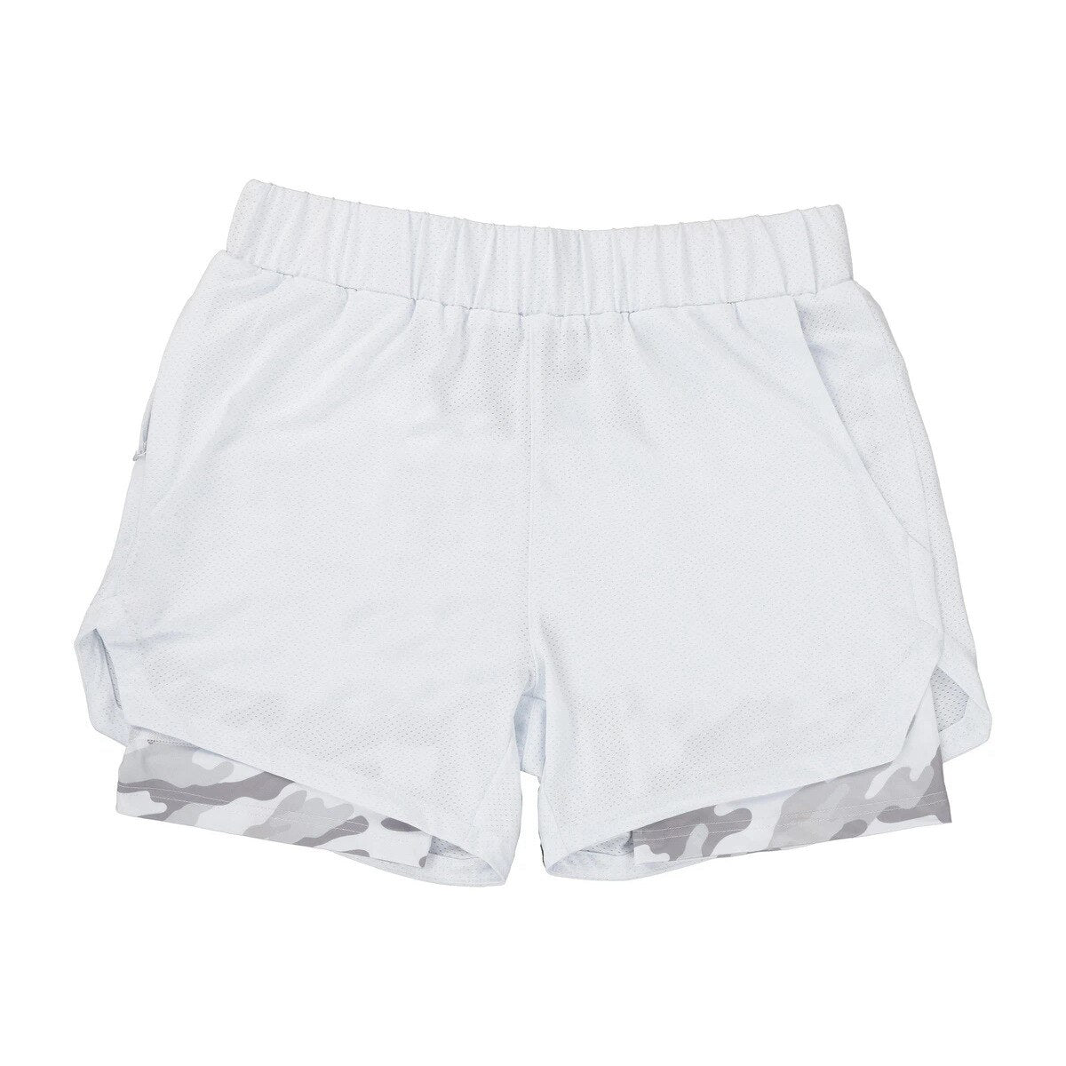 Buy white-no-logo Running Shorts &amp; Fitness Double-deck Shorts For Men