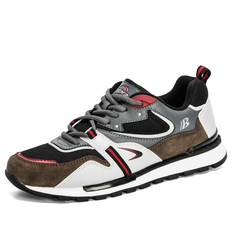 Buy black-light-gray-red BONA Leather Running and general fitness Sport Shoes for Men
