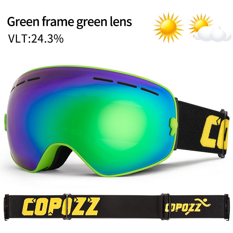 Acheter green-goggles-only COPOZZ Professional Ski Goggles with Double Layers Anti-fog UV400