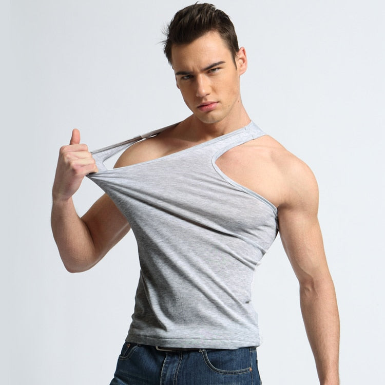 Cotton Tank Top Men High Quality Bodybuilding Singlet Sleeveless Slim Vest