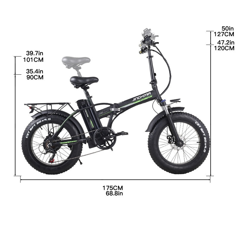 JINGHMA R8 Electric Bike with 800W Motor , 48V30AH Lithium Battery and 4.0 Fat Tires 