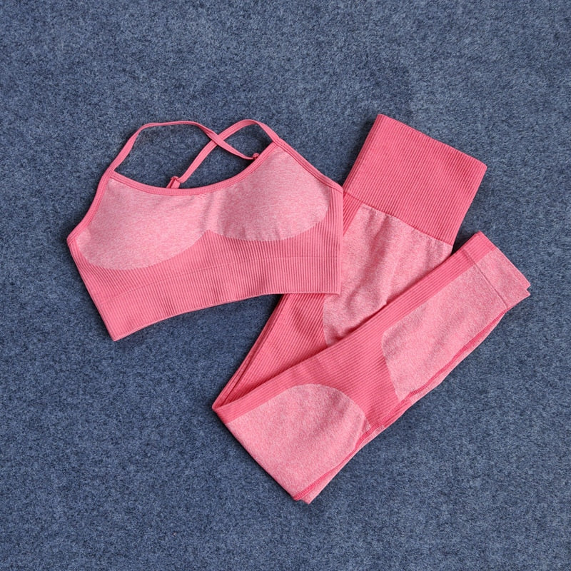 Acheter pink-sets 2pc Bra and High Waist Seamless Leggings Sport Yoga Set