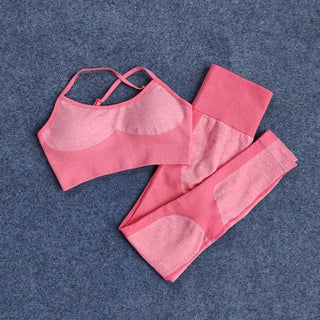 Buy pink-sets 2pc Bra and High Waist Seamless Leggings Sport Yoga Set