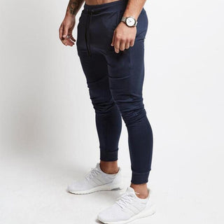 Buy navy-blue99-nologo Skinny Fit cotton Gym and Fitness Joggers for Men