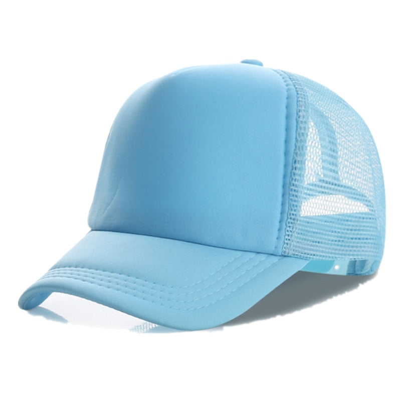 Acheter light-blue Plain and Mesh  Adjustable Snapback Baseball Cap