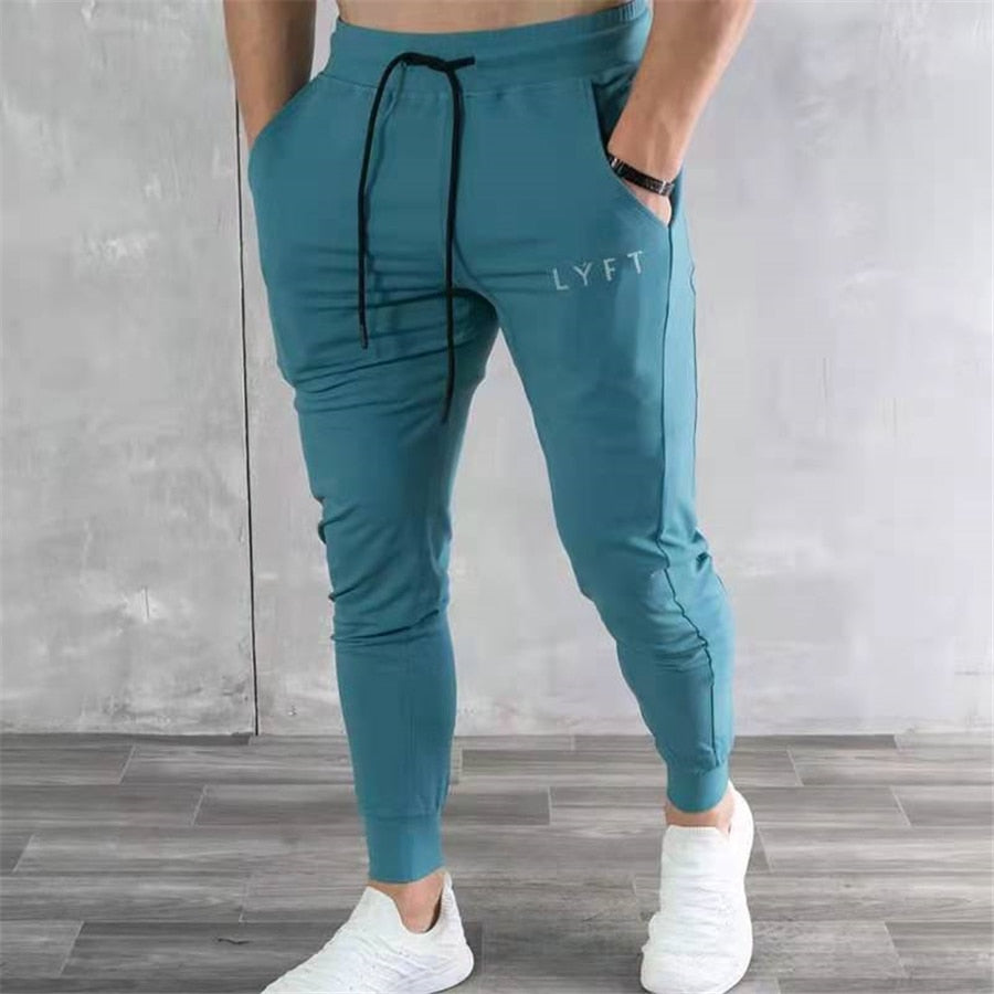 Tight Fit Jogging Pants for Men Running and Gym Cotton Gym joggers blue