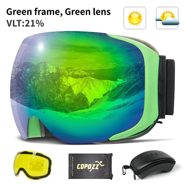 COPOZZ Magnetic Ski Goggles with 2s Quick-Change Lens and Case Set UV4