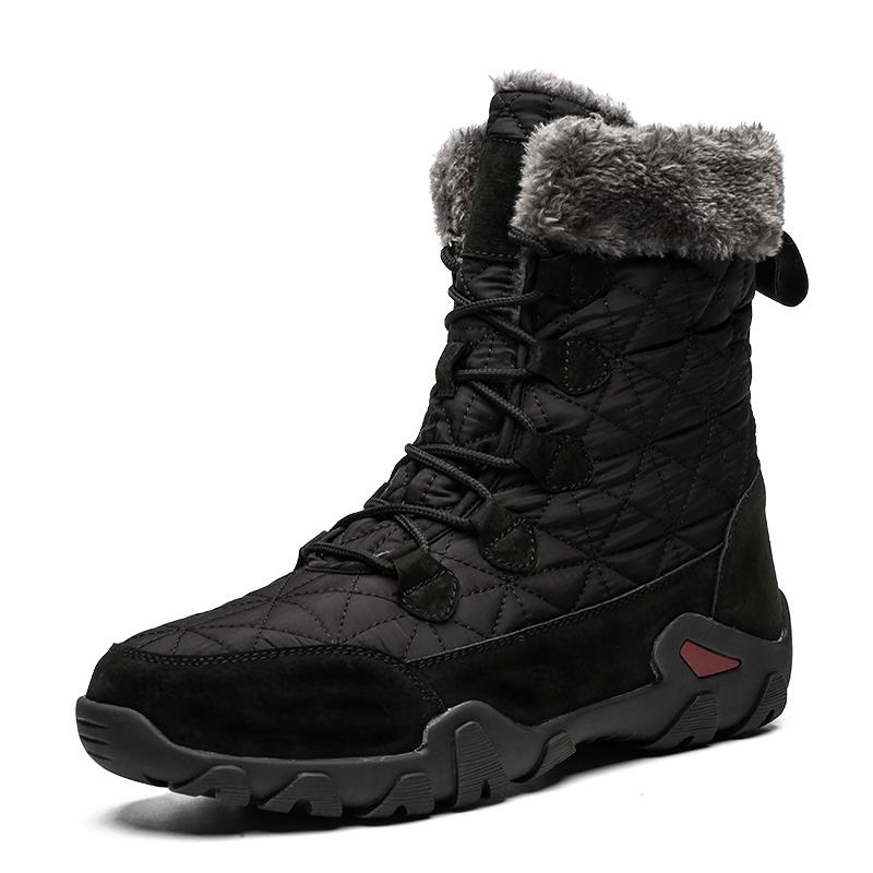 Comprar black New Winter High Help Men Snow Boots Waterproof Man Boots Man Fur Thick Plush Warm Men&#39;s Boots Male Ankle Boots Big Size 38-48