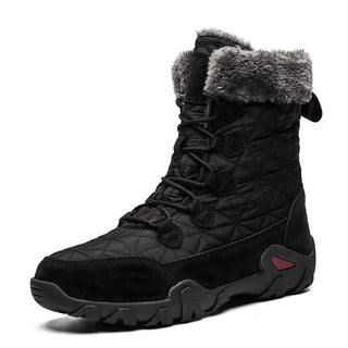 Buy black New Winter High Help Men Snow Boots Waterproof Man Boots Man Fur Thick Plush Warm Men&#39;s Boots Male Ankle Boots Big Size 38-48