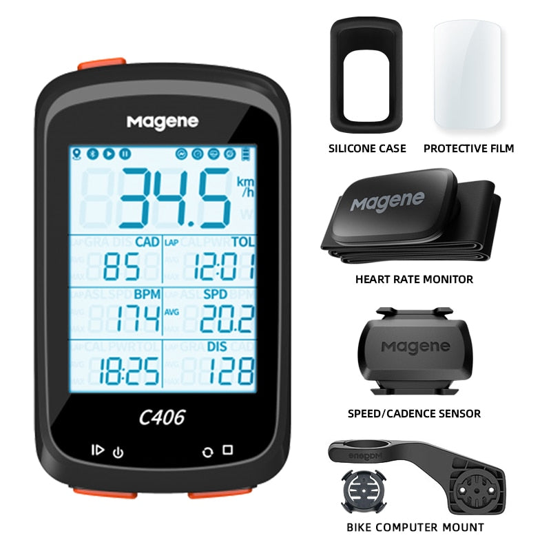 Magene C406  Wireless Bike Computer, GPS and Data Monitor