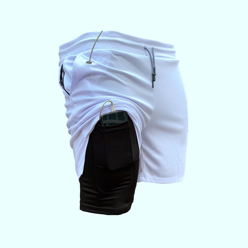 2 in 1 Training Shorts for Men double layer shorts  white shorts