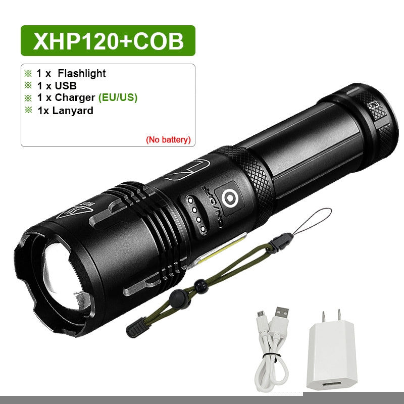 Rechargeable XHP120 Powerful Led Flashlight XHP90 High Power Torch