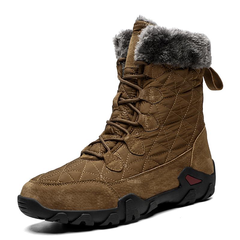 Comprar brown New Winter High Help Men Snow Boots Waterproof Man Boots Man Fur Thick Plush Warm Men&#39;s Boots Male Ankle Boots Big Size 38-48