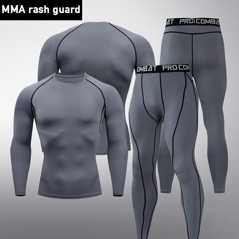 Comprar gray 2pc Set Jogging and Gym underlayer suit for Men. Long Sleeve top &amp; leggings