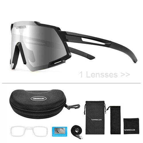 NEWBOLER 5 Lens Ultralight Sports Polarized  Bicycle Sunglasses for Men & Women