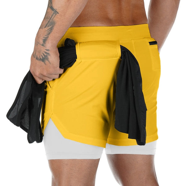 Gym & Running 2 Layer Shorts 2 IN 1 Fitness and workout Shorts for Men